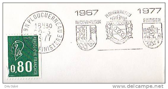 1977 France 29 Finistère Plouguerneau Edingen Neckarhausen Jumelage Villes Jumelees Town Twinning Gemellagio - Mechanical Postmarks (Advertisement)