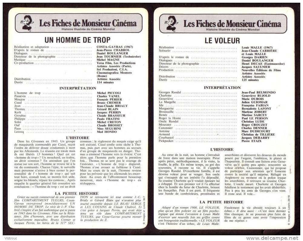 10 fiches cinéma (10 scans) : filmographie de  1964 à 67, avec  U. ANDRESS,J. ROCHEFORT, J-P. BELMONDO, S.LOREN...