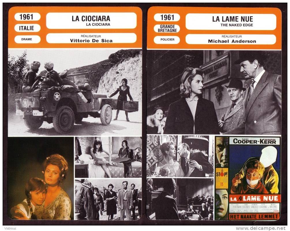 10 Fiches Cinéma (10 Scans) : Filmographie De  1960 à 64, Avec  C.CARDIN, CH. AZNAVOUR, J-P. BELMONDO, S.LOREN... - Other & Unclassified