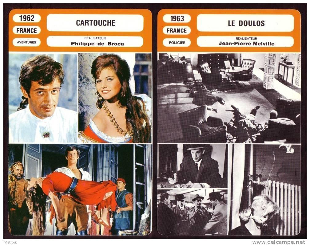 10 fiches cinéma (10 scans) : filmographie de  1960 à 64, avec  C.CARDIN, CH. AZNAVOUR, J-P. BELMONDO, S.LOREN...