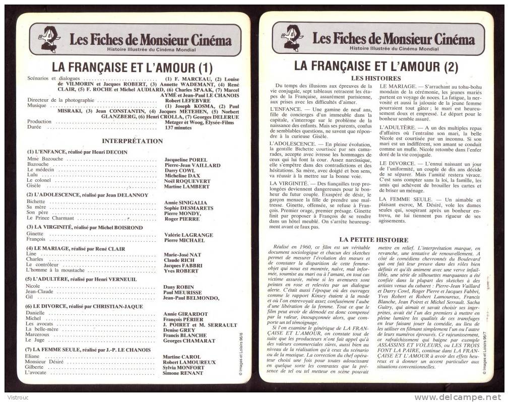 10 fiches cinéma (10 scans) : filmographie de  1958 à 60, avec  P. PETIT, CH. HESTON, J-P. BELMONDO, B. BARDOT,...etc...