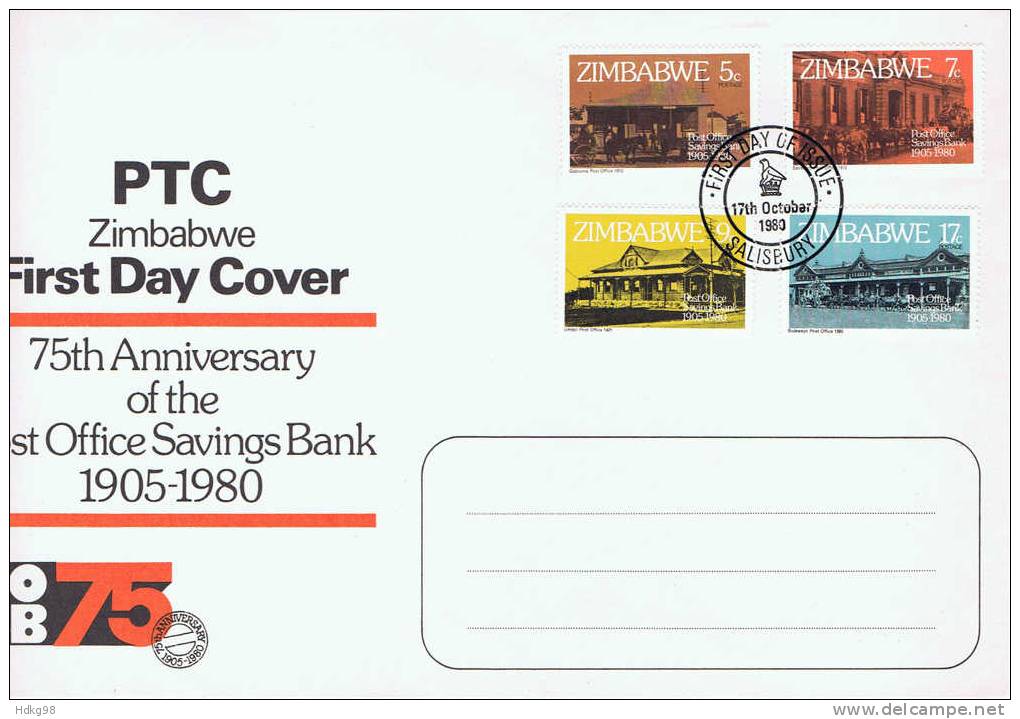 ZW Simbabwe 1980 Mi 247-50 FDC Bank - Zimbabwe (1980-...)