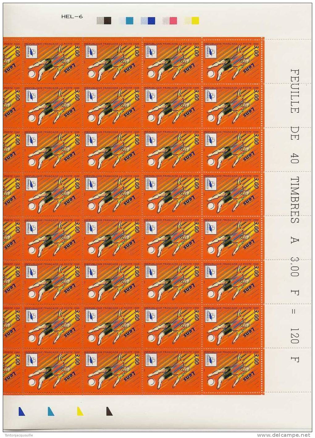 FRANCE 98  LENS      ++  FEUILLE DE 40 TIMBRES A 3,00 - Volledige Vellen