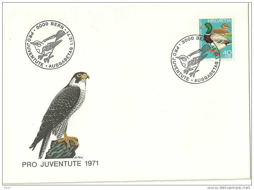 ENVELOPPE - PRO JUVENTUTE 1971 - Oiseaux - Covers & Documents