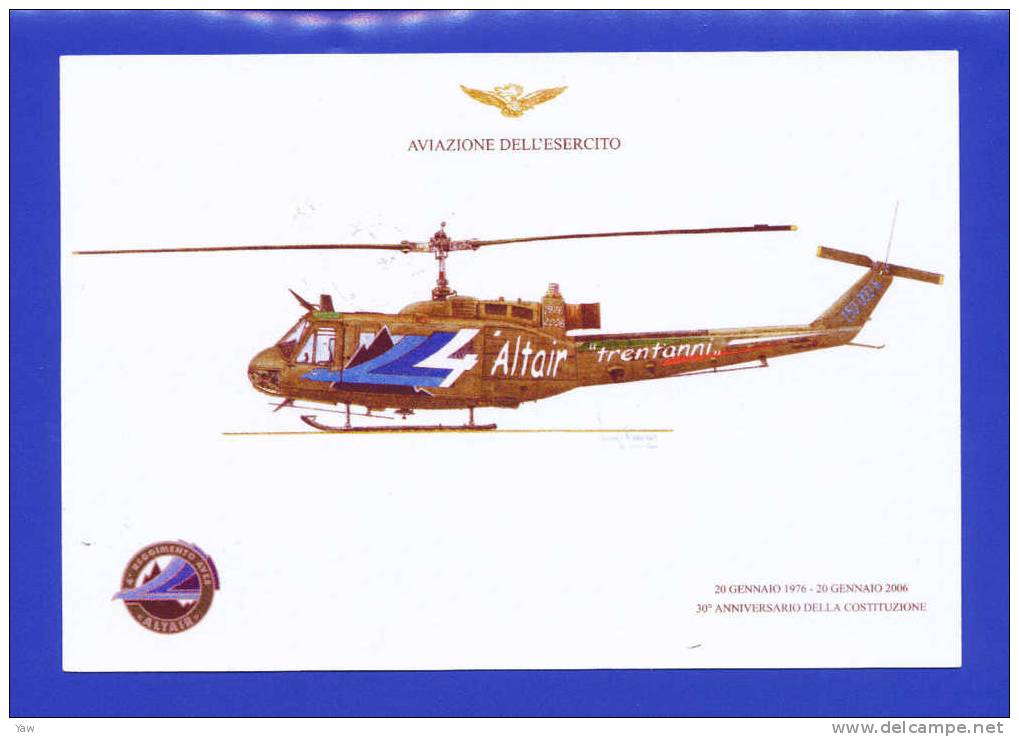 ITALIA 2006 CP ELICOTTERO AUGUSTA BELL AB 205 HUEY DEL 54° GR. SQ. CEFEO. TRASPORTO POSTALE. ANNULLO BOLZANO BOZEN - Hélicoptères