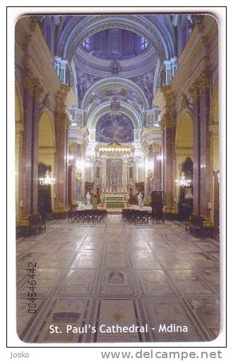 ST. PAUL`S CATHEDRAL - Mdina ( Malta - Rare Card  ) * Church Eglise Kirche Iglesia Chiesa Kerk Churches Religion * Coach - Malte