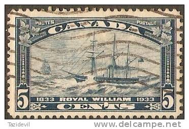 CANADA - 1933 5c Sailing/Steamship. Scott 204. Used - Used Stamps