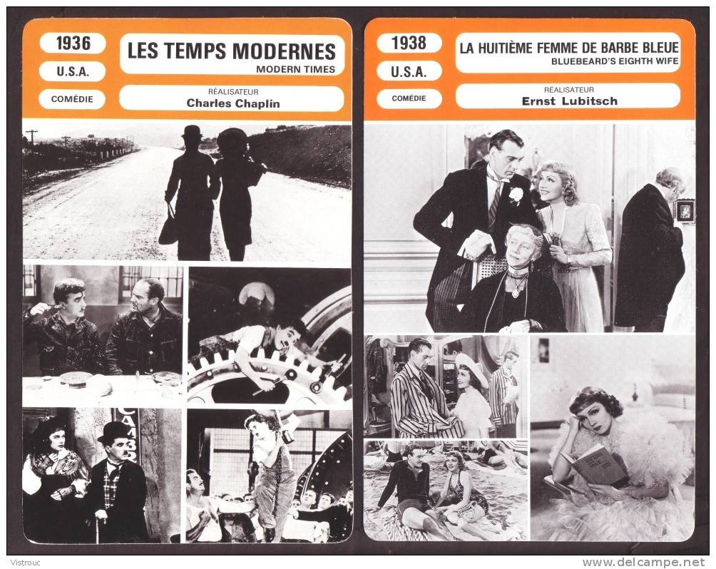 10 Fiches Cinéma (10 Scans) : Filmographie De  1936 à 43, Avec  CH. CHAPLIN, G. COOPER, I. BERGMAN, Ch. VANEL,... - Autres & Non Classés