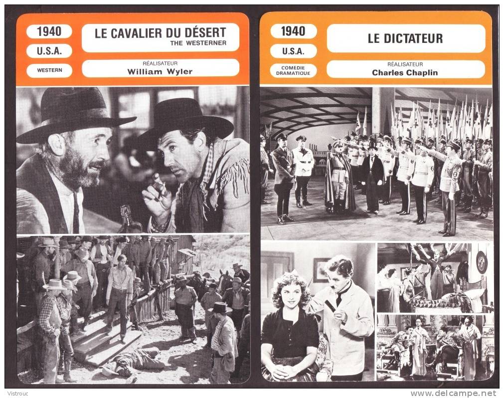 10 Fiches Cinéma (10 Scans) : Filmographie De  1936 à 43, Avec  CH. CHAPLIN, G. COOPER, I. BERGMAN, Ch. VANEL,... - Autres & Non Classés