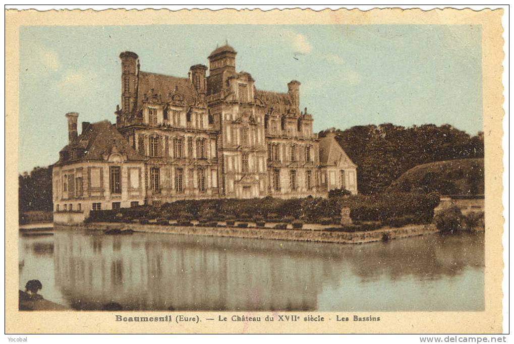 Cp , 27 , BEAUMESNIL , Le Château Du XVIIe Siècle , Les Bassins - Beaumesnil