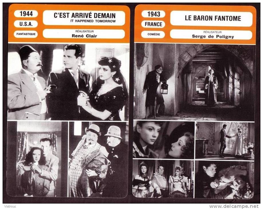 10 fiches cinéma (10 scans) : filmographie de  1943 et 1944, avec  A. LEGALL, D. POWELL, J. COCTEAU,...