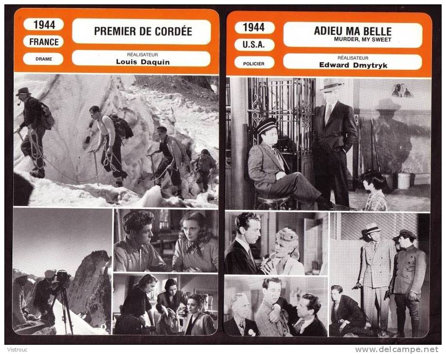 10 fiches cinéma (10 scans) : filmographie de  1943 et 1944, avec  A. LEGALL, D. POWELL, J. COCTEAU,...