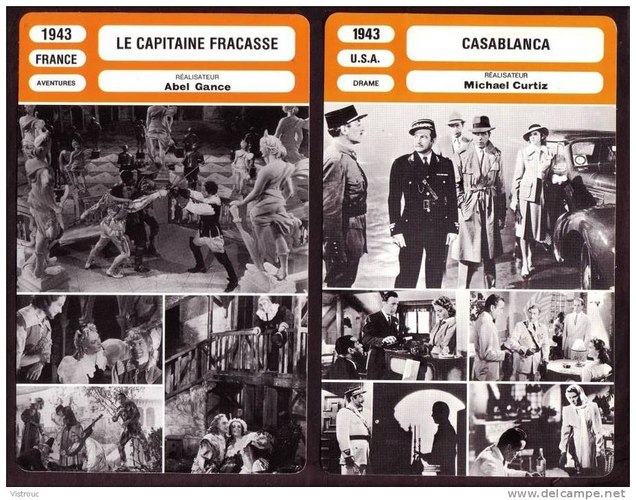 10 fiches cinéma (10 scans) : filmographie de  1942 et 1943, avec  F.GRAVEY, I. BERGMAN, M. PRESLE,..