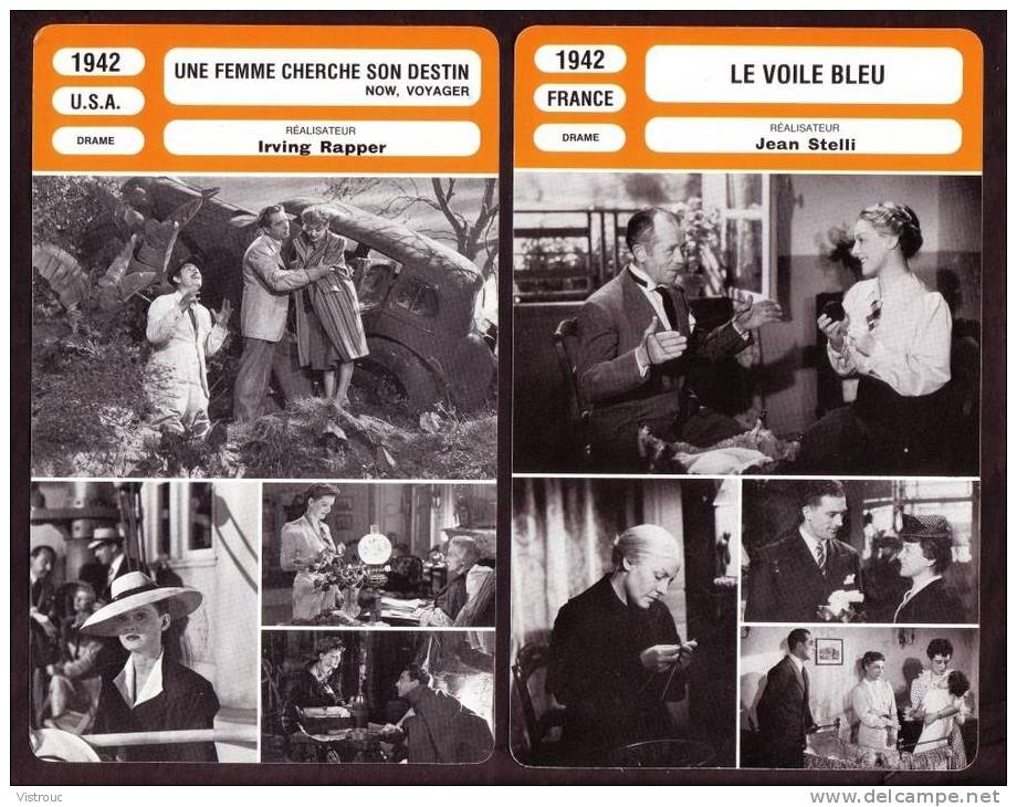 10 Fiches Cinéma (10 Scans) : Filmographie De L'année 1942, Avec  P. FRESNAY, J. TISSIER, B. DAVIS,.. - Altri & Non Classificati