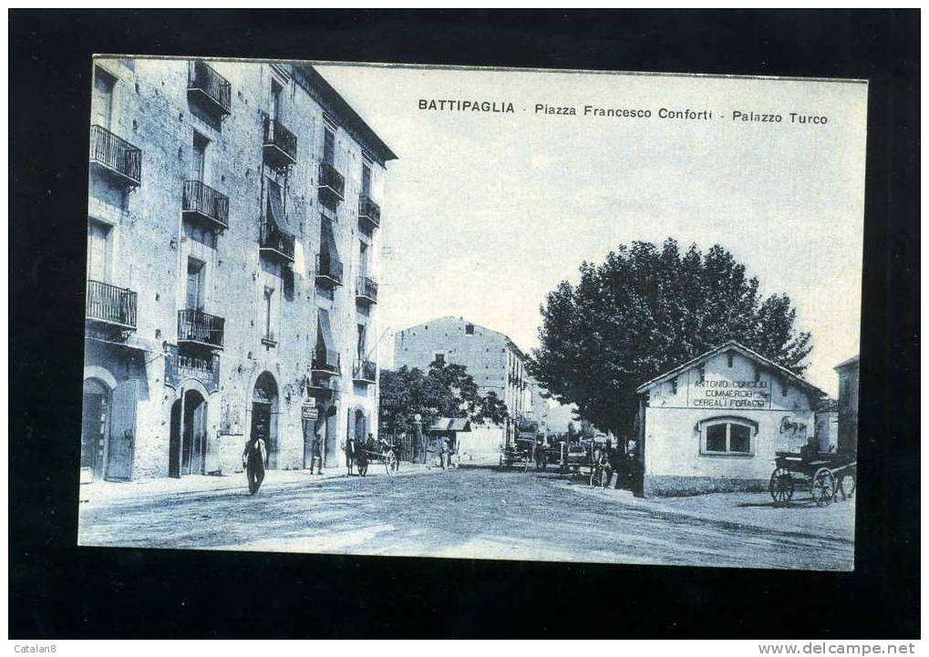 S901 CARTOLINA ILLUSTRATA CAMPANIA SALERNO BATTIPAGLIA PIAZZA CONFORTI PALAZZO TURCO FP.NV. - Battipaglia