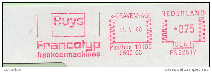 NL Nice Cut Pictorial Top Meter Ruys FRANCOTYPE Meter Machines, Den Haag 11-5-1988 - Automaatzegels [ATM]