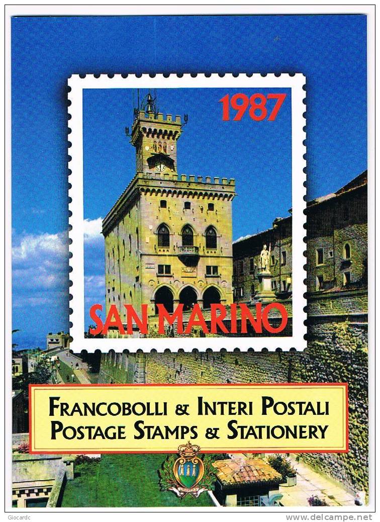 SAN MARINO - UNIFICATO 1195-1220 + INTERO POSTALE  ANNATA COMPLETA DI FRANCOBOLLI E INTERI POSTALI DEL 1987 - Annate Complete