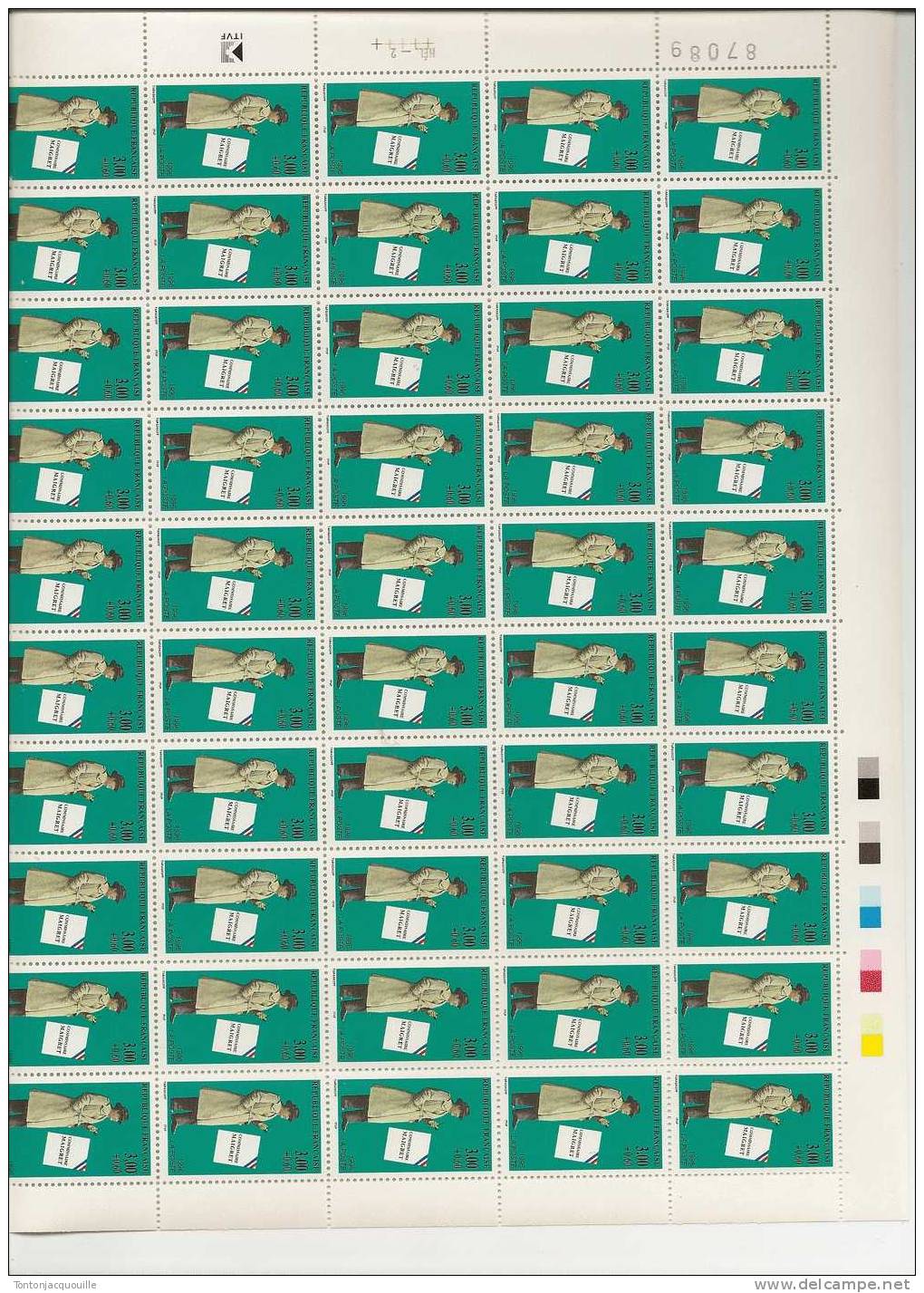 COMMISSAIRE MAIGRET    ++   FEUILLE DE 50 TIMBRES  A  3,00+0,60 - Feuilles Complètes