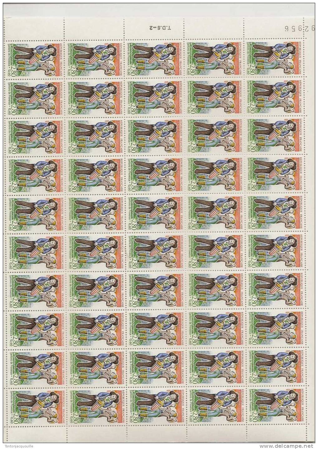 LES SANTONS DE PROVENCE-LE  TAMBOURINAIRE  ++   FEUILLE DE 50 TIMBRES  A  2,80+0,60 - Hojas Completas