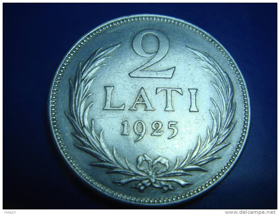 LATVIA First Republic 2 Lats 1925 10 Grams 0.2684 OZ .835 Silver XF Nice - Latvia