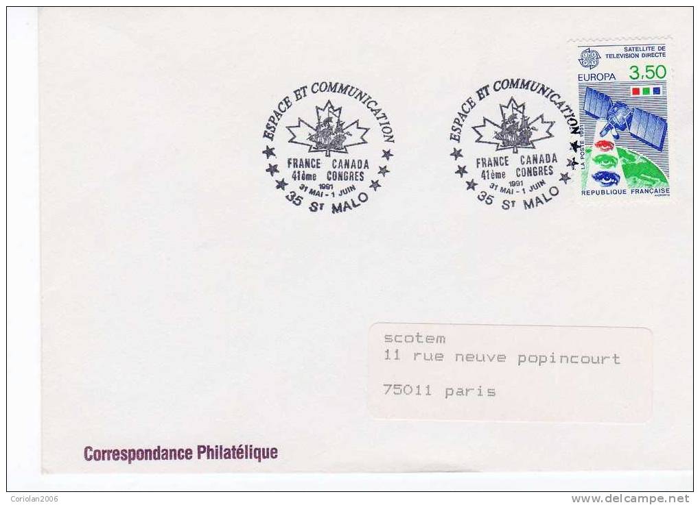 France 1991 /  Special Cancellation / 41-eme Congres / Espace Et Communication - 1991