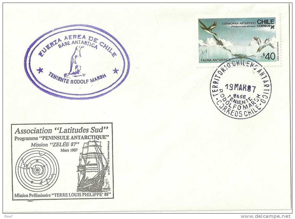 ENVELOPPE - Association Latitudes Sud - CHILI - 19/03/1987 - Antarctic Expeditions