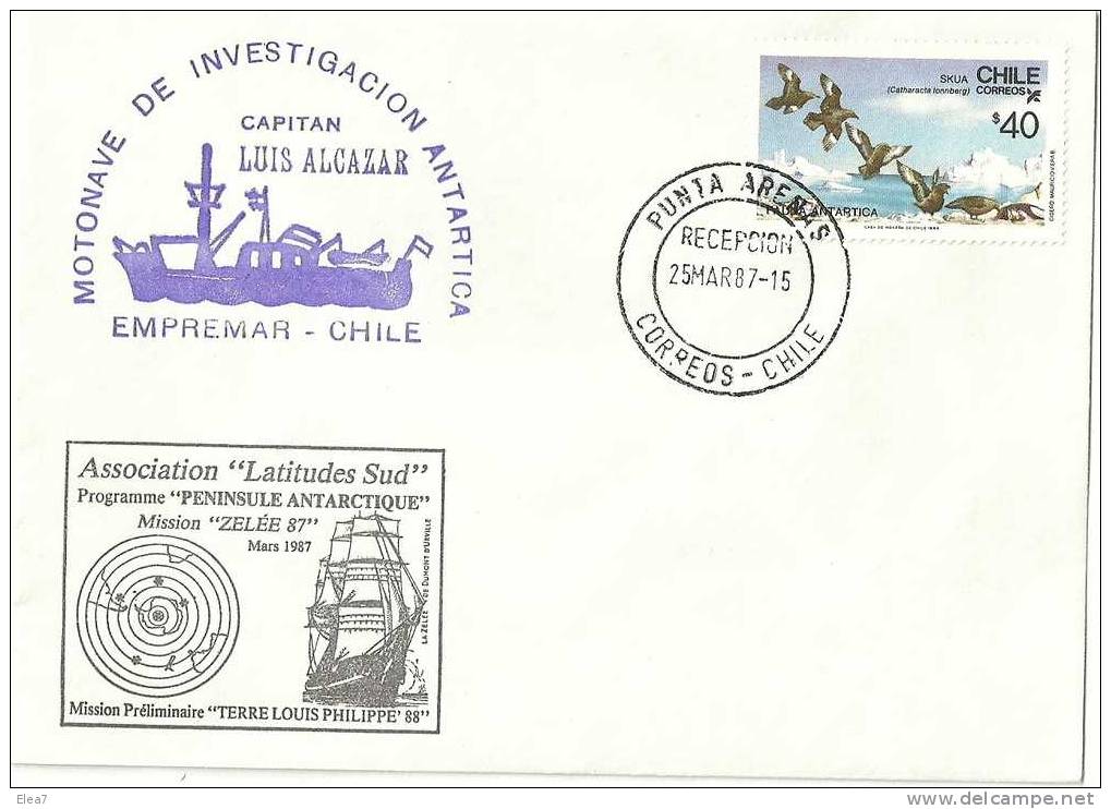 ENVELOPPE - Association Latitudes Sud - CHILI - 25/03/1987 - Antarctic Expeditions