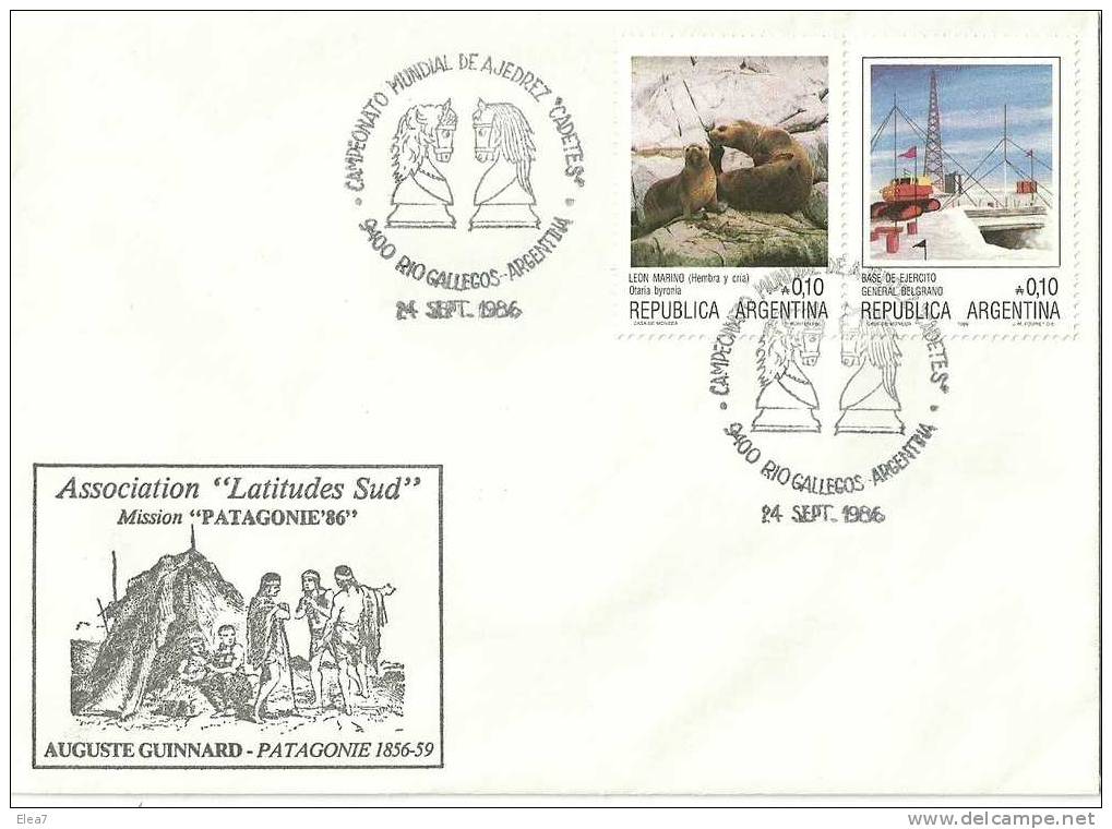 ENVELOPPE  Association Latitudes Sud - Oblitération ARGENTINE + Différents Cachets - 24/09/1986 - Antarctic Expeditions