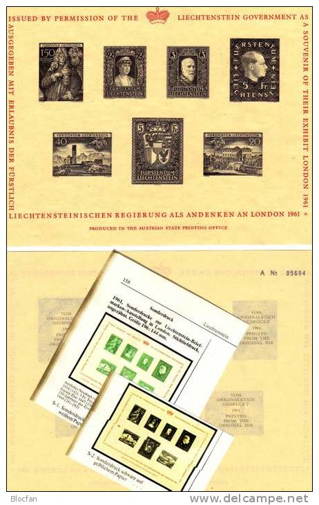 Historische Liechtenstein EXPO 1961 London FL Gedenk-Block II ** 25€ Imperforiert Bloc Ms Philatelic Sheet Bf Fürstentum - Ongebruikt