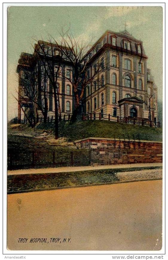 HOSPITAL Postcard: TROY, NY, Troy Hospital, 1908 - Other & Unclassified