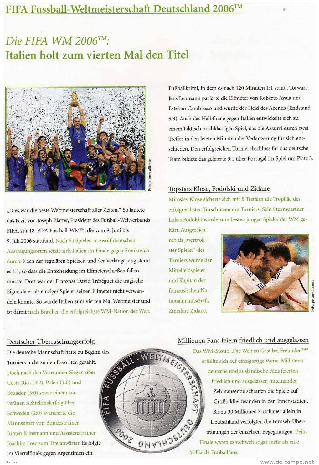 Fußball-WM In Deutschland 2006 BRD 2517-1 Plus Block 67 SST 17€ Hojitas Bloc Football Document M/s Soccer Set Bf Germany - 2006 – Allemagne