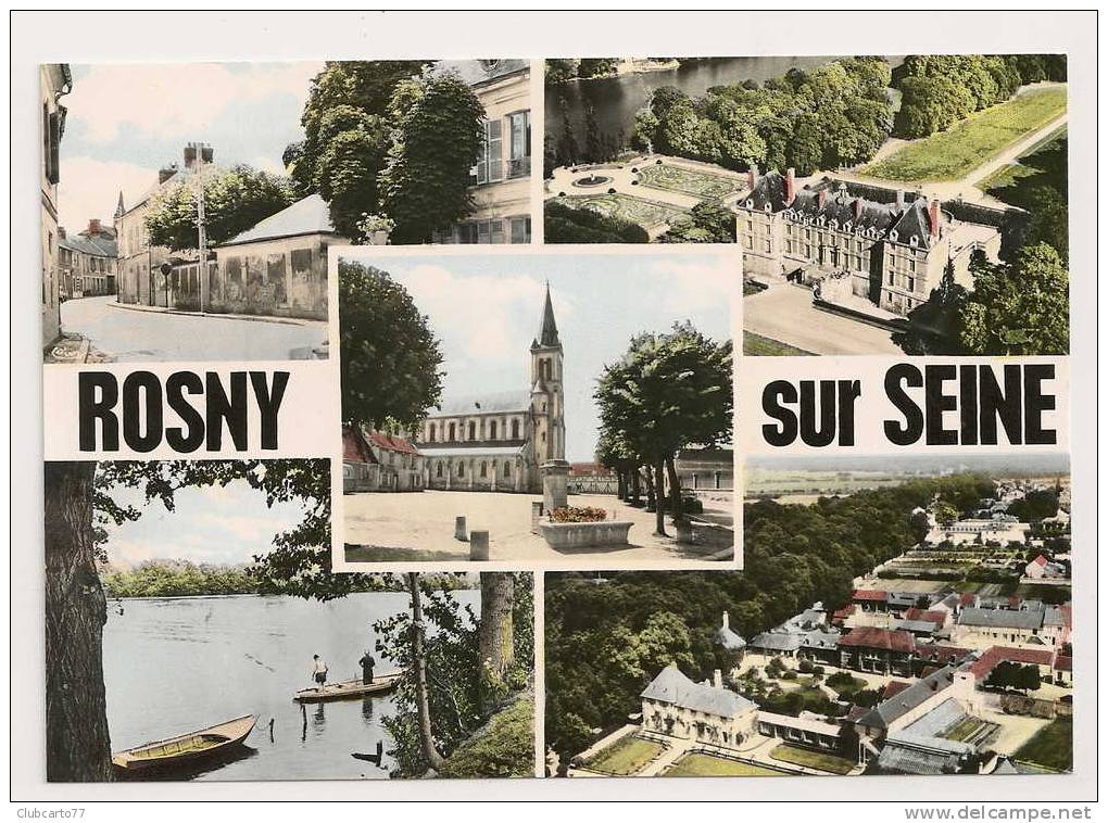 Rosny-sur-Seine (78) : 5 Vues Du Bourg Dont Rue Environ 1950 (animée). - Rosny Sur Seine