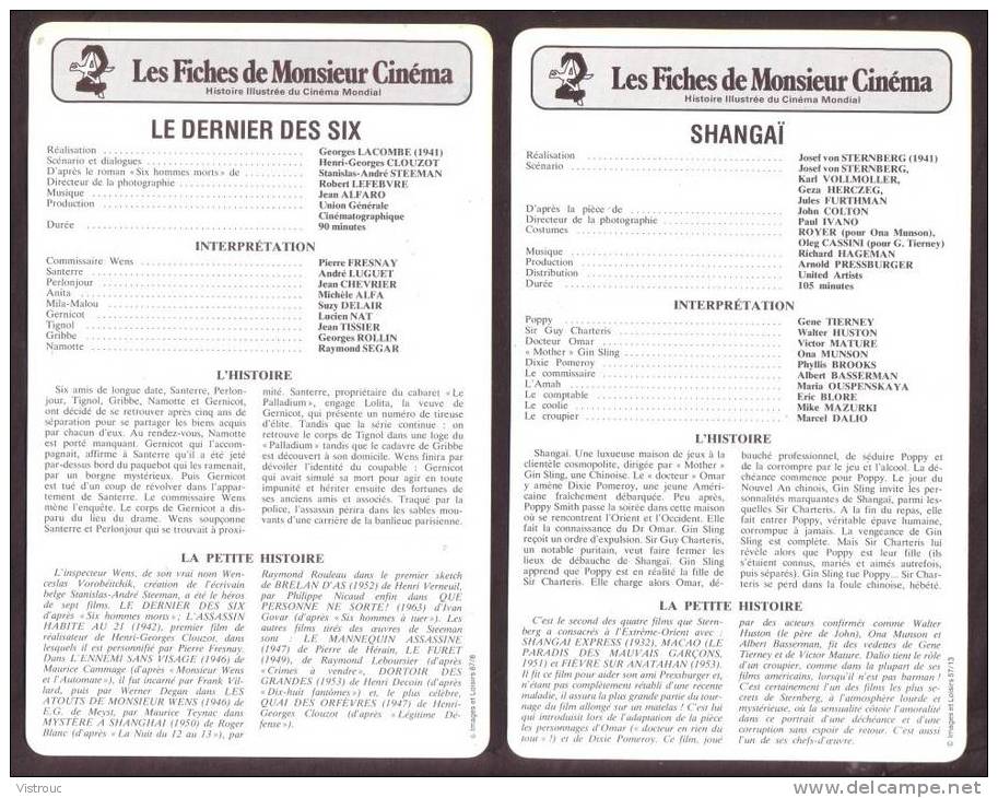 10 fiches cinéma (10 scans) : filmographie entre 1940 et 1941 avec  H. BOGART, T. POWER, L. JOURDAN..