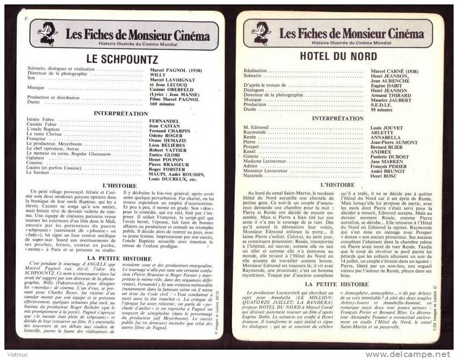 10 fiches cinéma (10 scans) : filmographie entre 1937 et 1940 avec RAIMU, JOUVET, M. MORGAN,...