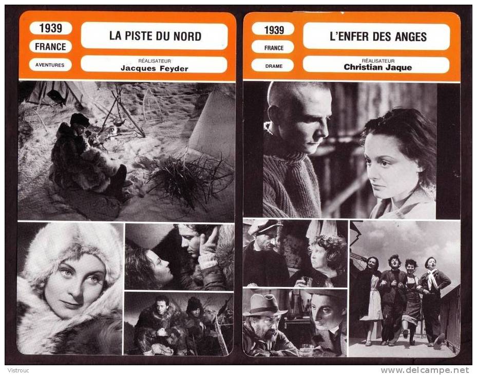 10 fiches cinéma (10 scans) : filmographie entre 1937 et 1940 avec RAIMU, JOUVET, M. MORGAN,...