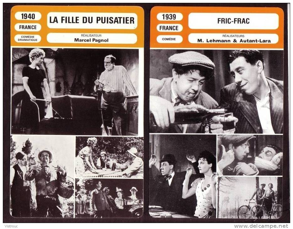 10 fiches cinéma (10 scans) : filmographie entre 1937 et 1940 avec RAIMU, JOUVET, M. MORGAN,...