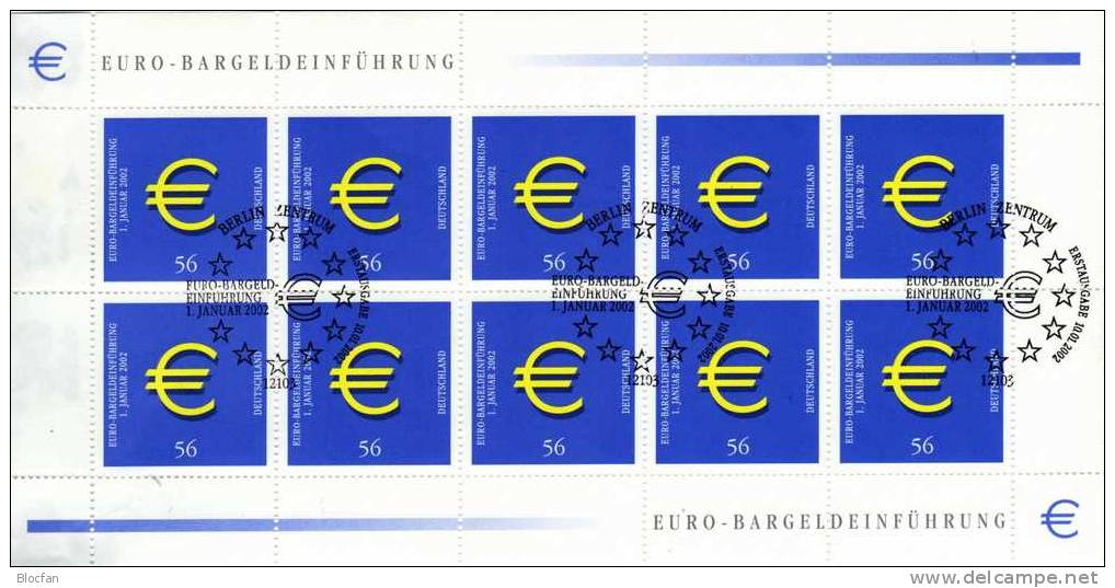 Einführung Der EURO-Währung 2002 BRD 2234 Im 10-KB SST 20€ Deutschland/Europa Hb Hoja Bloc M/s Coin Sheetlet Bf Germany - 2002