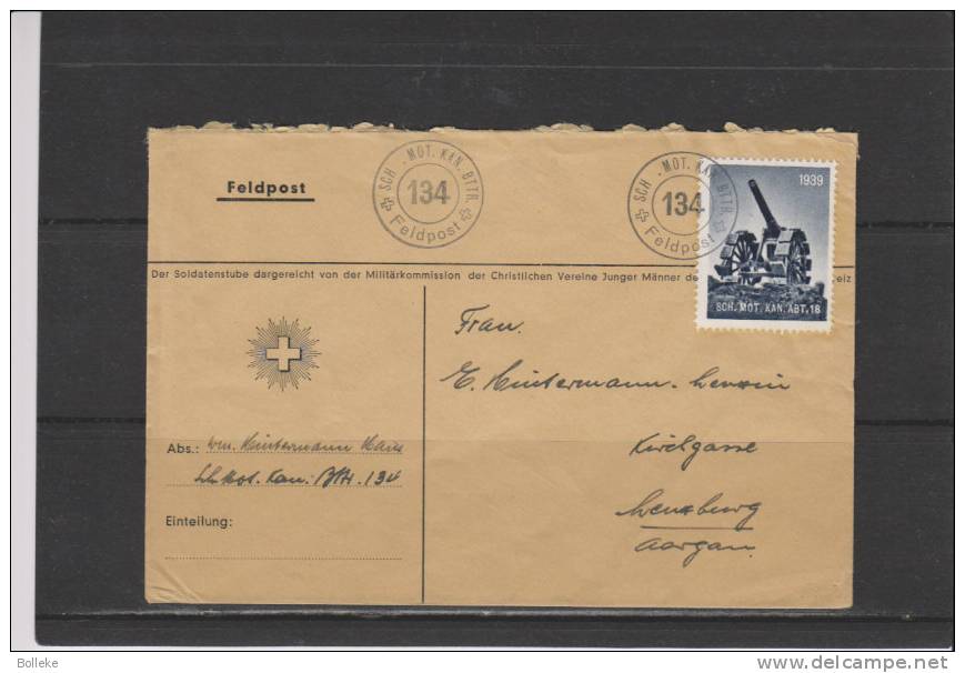 Militaria  -    Artillerie  -   Canons  -  Suisse  -  Lettre De 1939   -  Feldpost - Dokumente