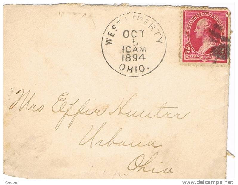 1077. Frontal WEST LIBERTY (Ohio) 1894. Fancy Cancel - Cartas & Documentos