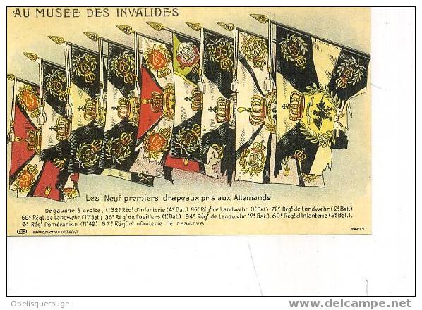 MUSEE INVALIDES 9 PREMIERS DRAPEAUX PRIS AUX ALLEMANDS - Matériel