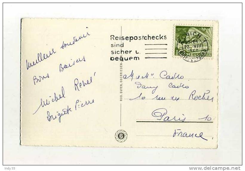 - SUISSE . AFFRANCHISSEMENT SIMPLE SUR CP DE 1956  POUR LA FRANCE - Storia Postale