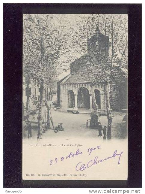 Sauveterre De Bearn La Vieille église édit.pontdarré N° 146 Animée Marché Belle Carte Précurseur - Sauveterre De Bearn