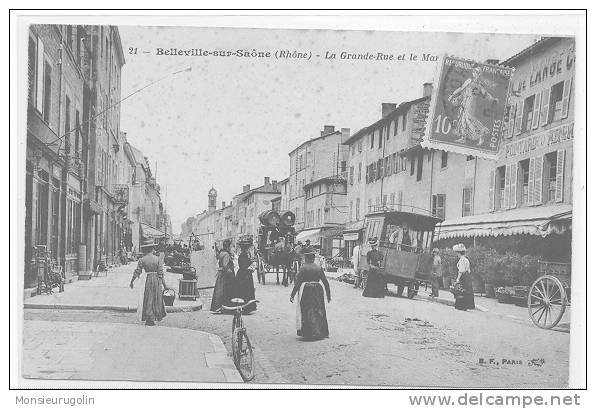 69 )) BELLEVILLE SUR SAONE - La Grande Rue, N° 21, ANIMEE - Belleville Sur Saone