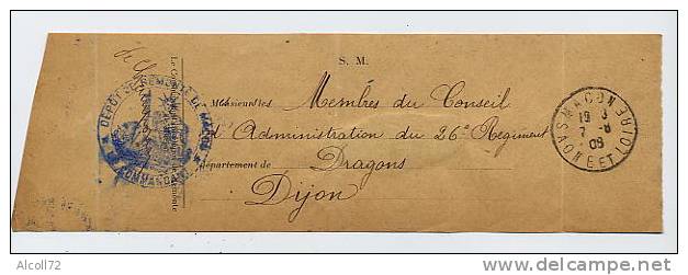 Cachet DEPOT De REMONTE De MACON Sur Bande - Cachets Militaires A Partir De 1900 (hors Guerres)