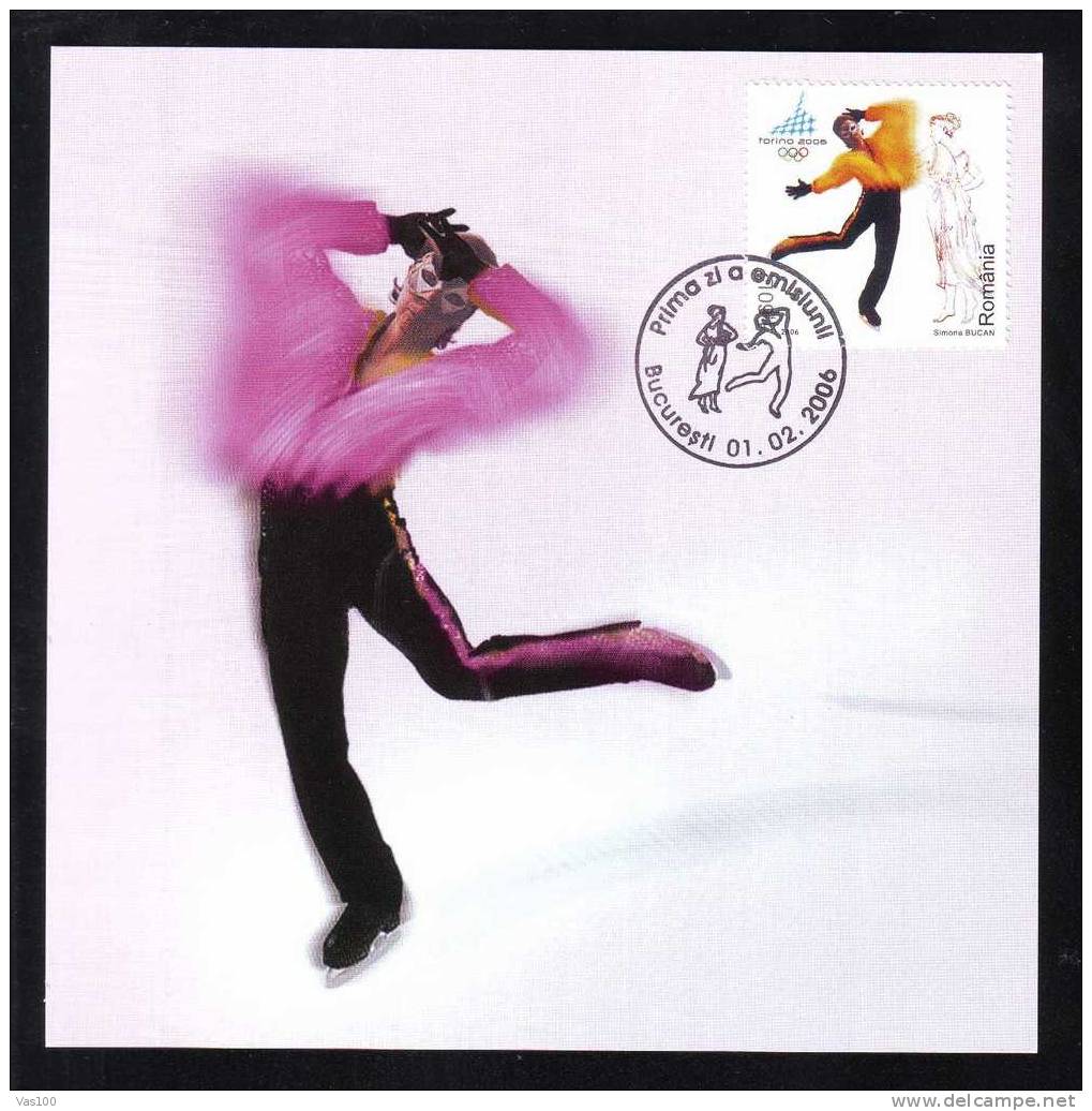 Winter Olympic Games Torino 2006 FDC Cancell,Figure Skating- Maximum Card Romania. - Kunstschaatsen