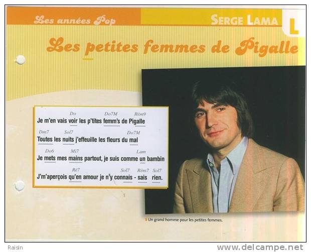 Serge Lama Les Petites Femmes De Pigalle Les Années Pop Fiche Atlas TBE - Sonstige & Ohne Zuordnung