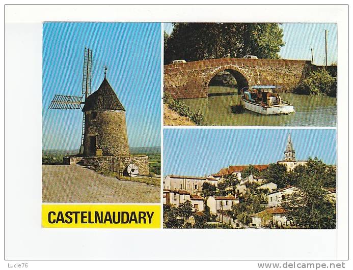CASTELNAUDARY  -  3 Vues - Le VIeux Moulin à Vent - Le Canal Du Midi - Vue Générale -  - N° 19191 - Castelnaudary