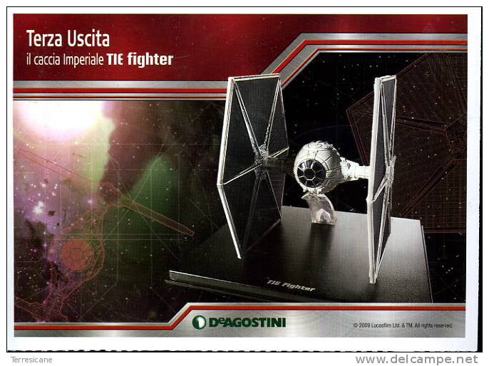 STAR WARS NAVICELLE E VEICOLI DEAGOSTINI FOGLIETTO PUBBLICITARIO 13X18 CACCIA IMPERIALE TIE FIGHTER - Publicidad