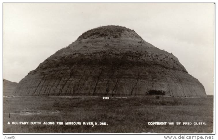 Fred Olsen #296 Real Photo Postcard, North Dakota Photographer, ´Butte Along Missouri River N. Dak.´ - Altri & Non Classificati