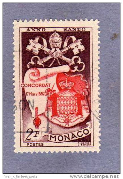 MONACO TIMBRE N° 356 OBLITERE ANNEE SAINTE LE CONCORDAT - Usati